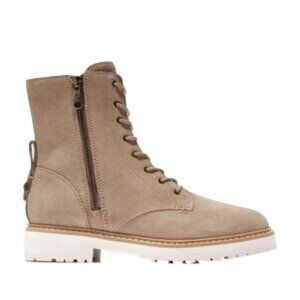 COLE HAAN Greenwich Waterproof Suede Combat Booties – 8.5B – Beige – EUC